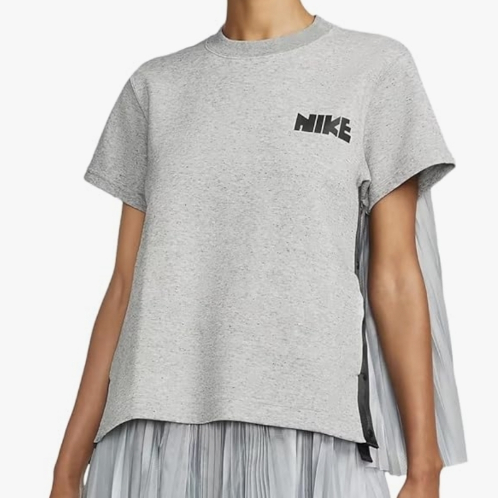 NWT Nike x Sacai SS Fleece Womens Size M Medium Gray Cotton T Shirt